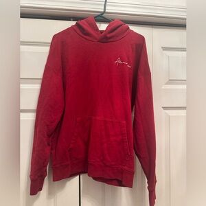 Men’s Red Abercrombie Soft AF Fleece Pullover Hoodie Large Embroidered Y2K